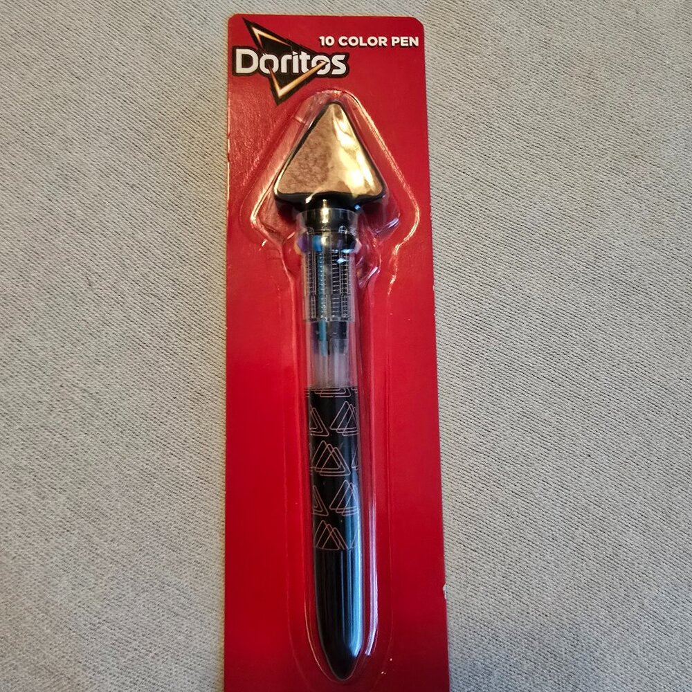 Doritos 10 Color Ball Point Pen NEW Chip on Top Nacho Cheese Flavored Great Gift